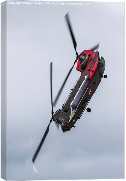 RAF Chinook pointing down Canvas Print by Jason Wells