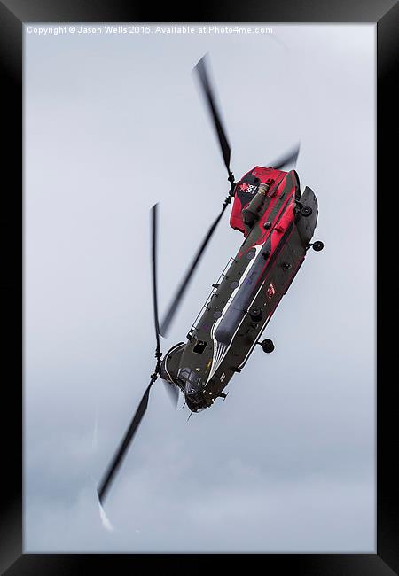 RAF Chinook pointing down Framed Print by Jason Wells