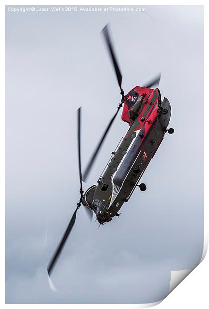 RAF Chinook pointing down Print by Jason Wells