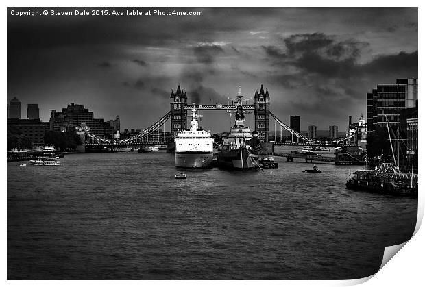  Moody River Thames Print by Steven Dale
