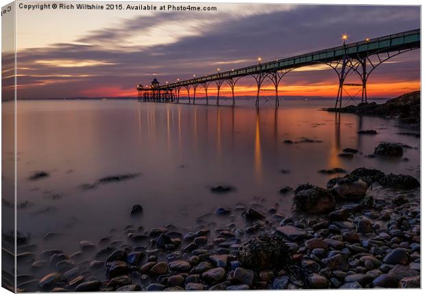 Clevedon Pier At Sunset Canvas Print by Rich Wiltshire
