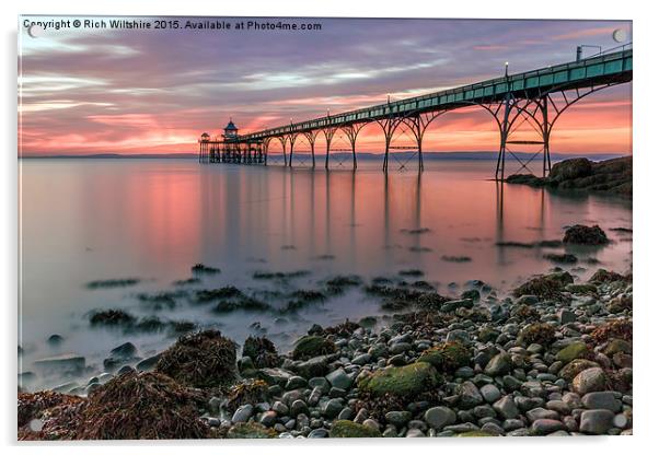  Sunset Clevedon Pier Acrylic by Rich Wiltshire