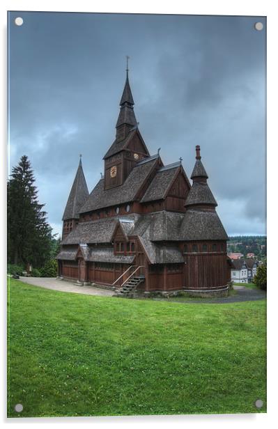  Gustav Adolf Stave Church Acrylic by rawshutterbug 