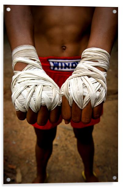  Thai boxer, Thailand Acrylic by Julian Bound