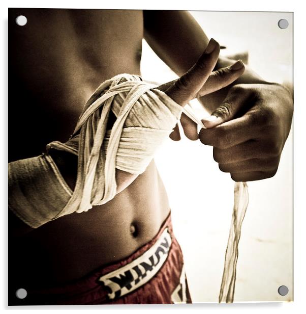   Thai boxer, Thailand Acrylic by Julian Bound