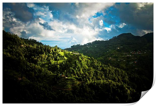 Sindhupalchowk landscape, Nepal/Tibetan border Print by Julian Bound