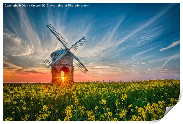  Sunburst at Chesterton windmill Print by Glenn Cresser