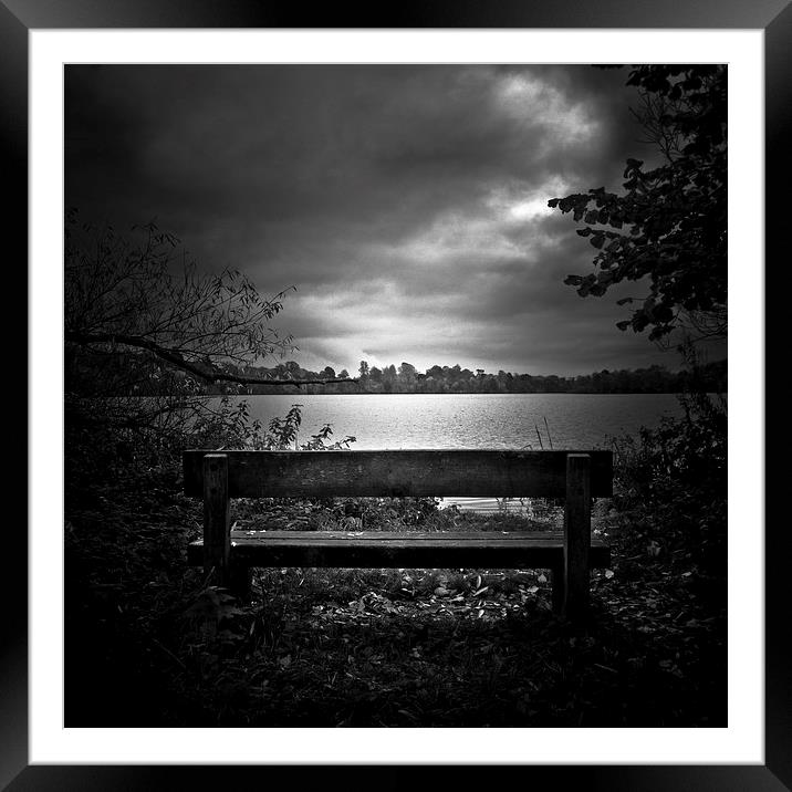  A lone bench in Ellesmere, Shropshire Framed Mounted Print by Julian Bound