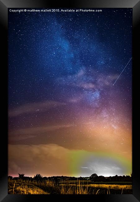  Milky Way And Shooting Star Collision Course Framed Print by matthew  mallett