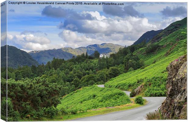 Borrowdale from the road north of Grange, Lake Dis Canvas Print by Louise Heusinkveld