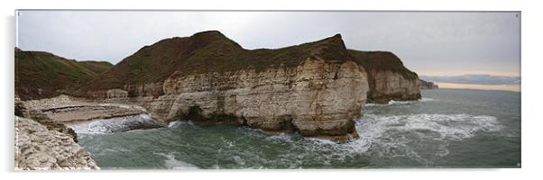 Cliffs at Thornwick Bay, East Coast, UK. Acrylic by Terry Senior