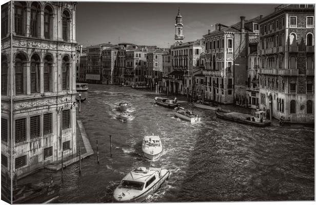 Looking North on the Grand Canal - B&W Canvas Print by Tom Gomez
