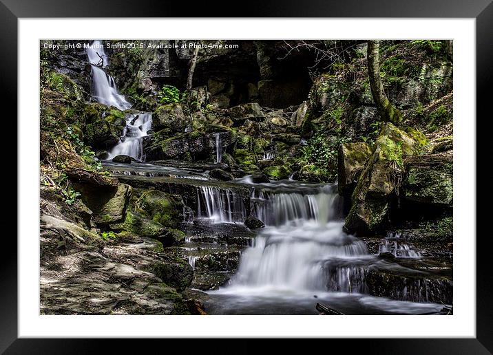  Lumsdale Valley Waterfall Framed Mounted Print by Martin Smith