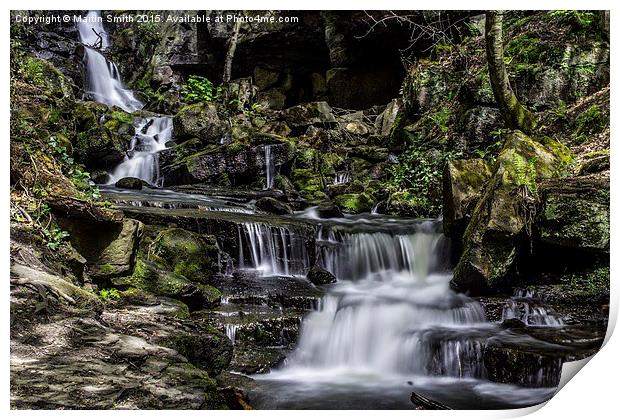  Lumsdale Valley Waterfall Print by Martin Smith