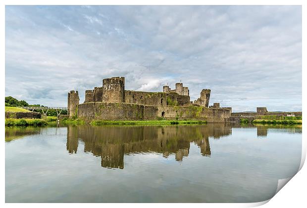  Caerphilly Castle Reflection Print by Andrew Richards