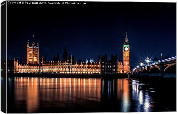  Westminster By Night Canvas Print by Paul Bate