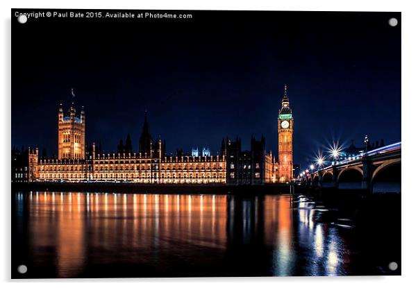  Westminster By Night Acrylic by Paul Bate