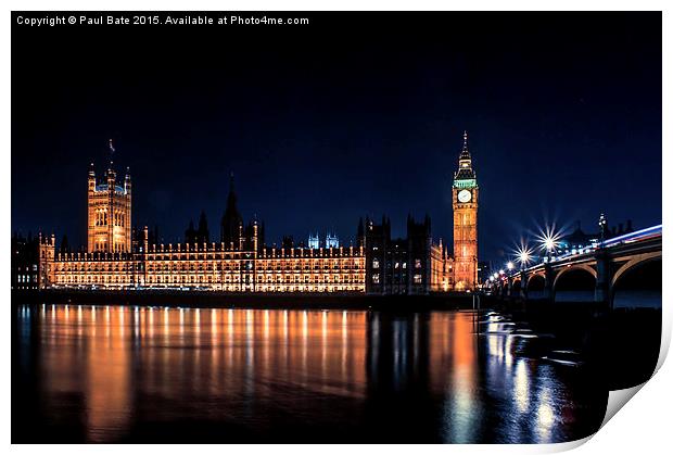 Westminster By Night Print by Paul Bate