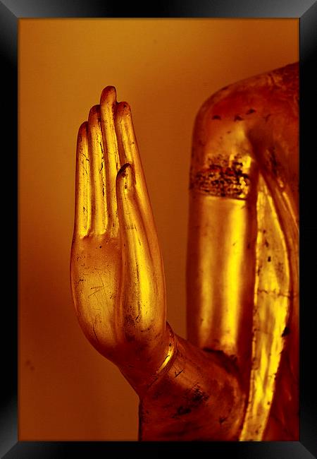 Buddha hand of Wat Pho, Bangkok, Thailand Framed Print by Julian Bound