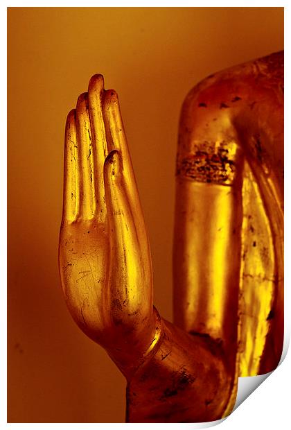 Buddha hand of Wat Pho, Bangkok, Thailand Print by Julian Bound