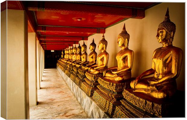 Wat Pho Buddha Statues, Bangkok, Thailand Canvas Print by Julian Bound