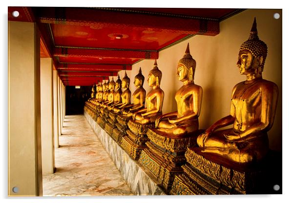 Wat Pho Buddha Statues, Bangkok, Thailand Acrylic by Julian Bound