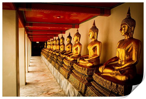 Wat Pho Buddha Statues, Bangkok, Thailand Print by Julian Bound
