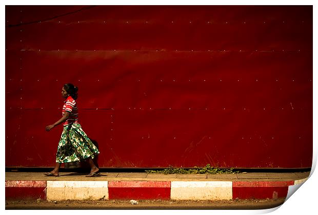 A Local Woman of Yangon, Myanmar Print by Julian Bound