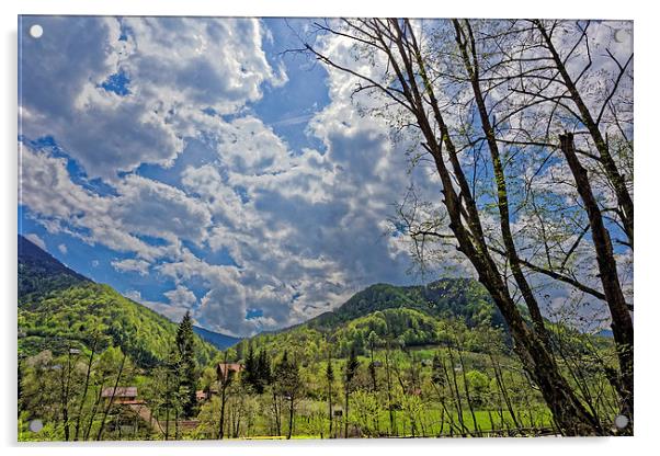 Countryside hills Rau Sadului Sibiu County Romania Acrylic by Adrian Bud