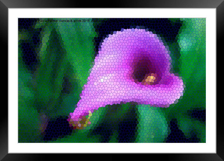  abstract version of a lily flower Framed Mounted Print by Paula Palmer canvas