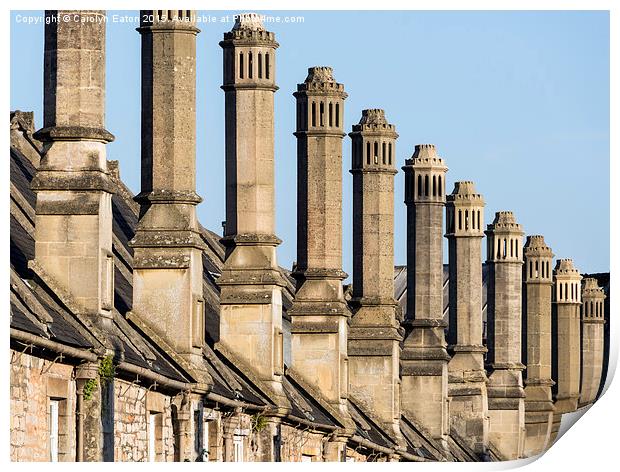  Chimneys on Cottages, Vicars's Close, Wells Print by Carolyn Eaton