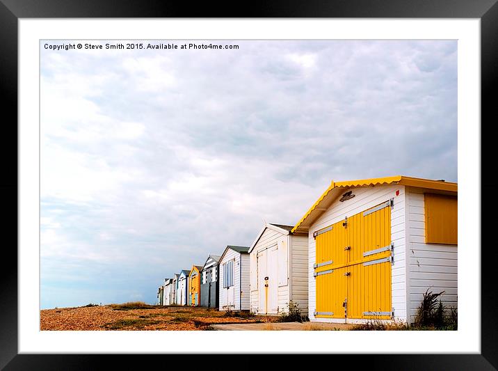 Beach Huts Framed Mounted Print by Steve Smith