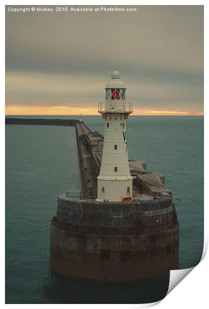 Dover Breakwater West Lighthouse Print by rawshutterbug 