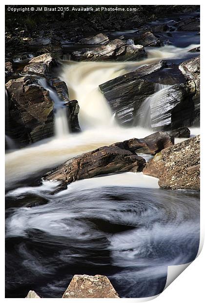 Majestic Waterfall in Glen Orchy Print by Jane Braat