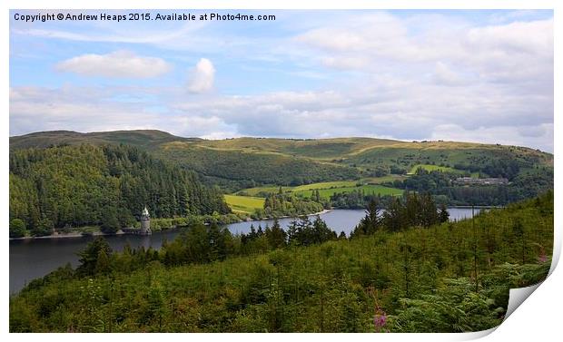  View over Lake Vyrnwy Print by Andrew Heaps