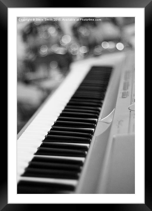 Keyboard and Drums B&W Framed Mounted Print by Steve Smith