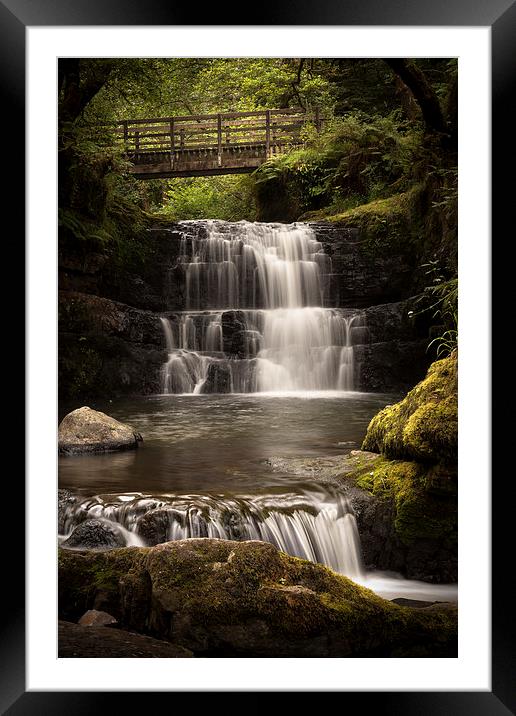  Sychryd Cascades Framed Mounted Print by Leighton Collins
