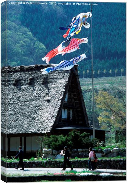  Traditional house, Shirakawa-go, Japan Canvas Print by Peter Schneiter