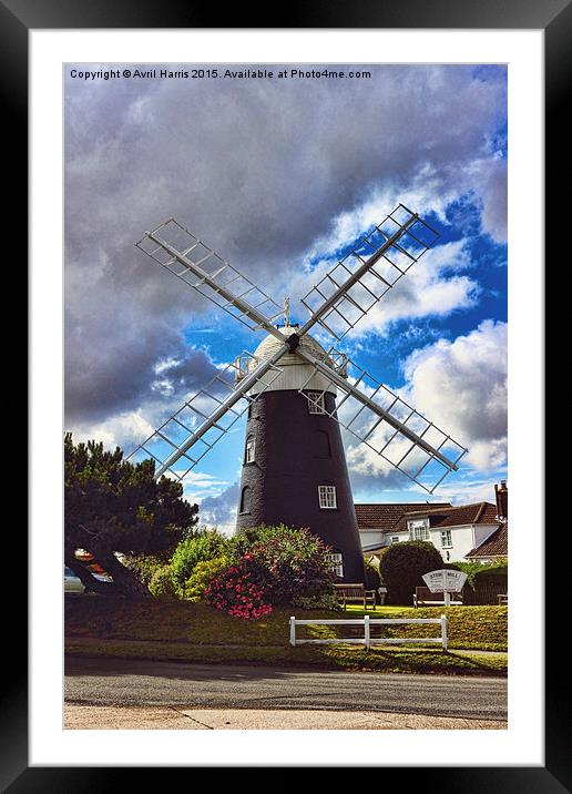  Stow Windmill Paston Framed Mounted Print by Avril Harris
