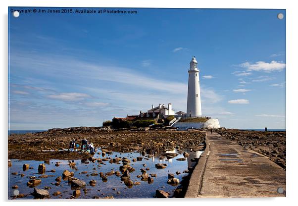  St Mary's Island and Lighthouse Acrylic by Jim Jones