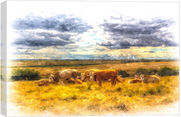 The Friendly Cows Art Canvas Print by David Pyatt