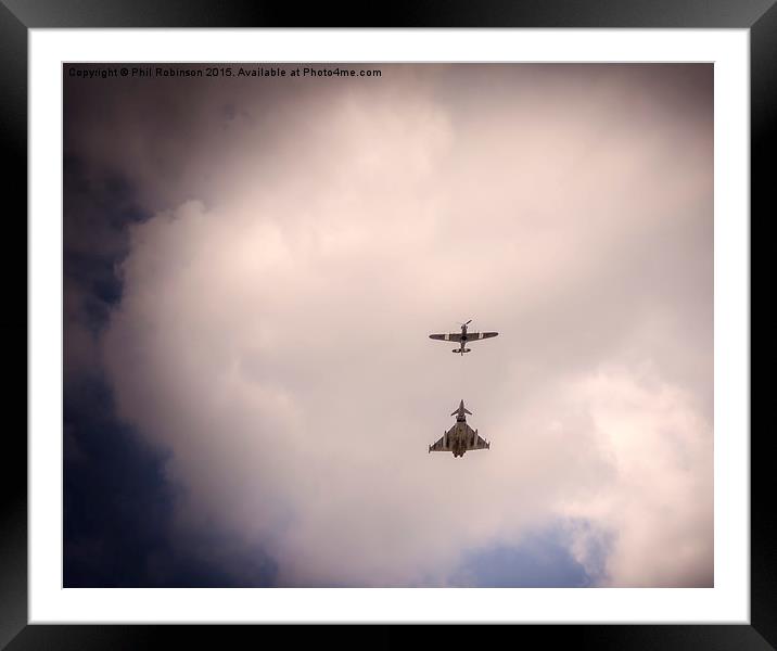  Eurofighter and Spitfire and the VJ Fly Past at S Framed Mounted Print by Phil Robinson