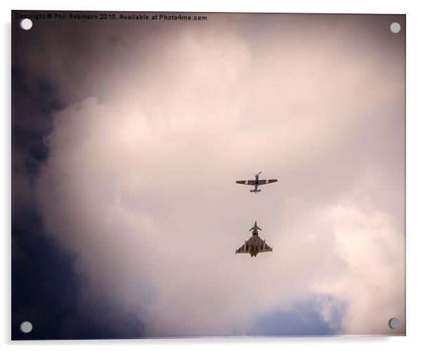  Eurofighter and Spitfire and the VJ Fly Past at S Acrylic by Phil Robinson