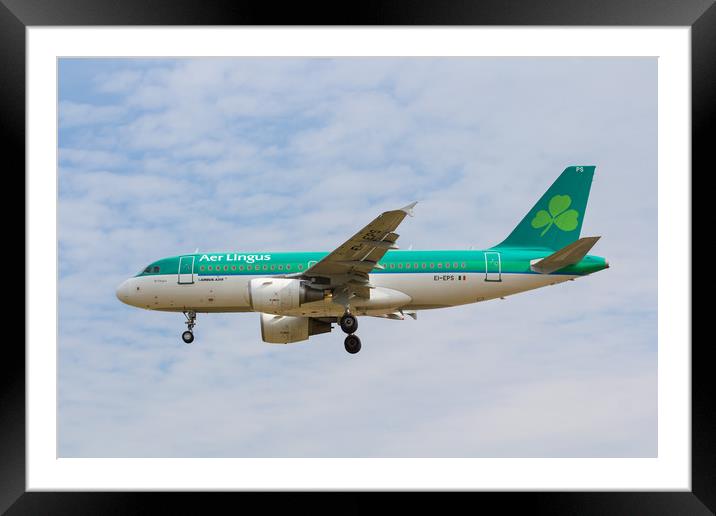 Aer Lingus Airbus A319 Framed Mounted Print by David Pyatt