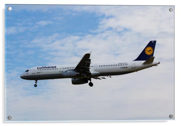 Lufthansa Airbus A321 Acrylic by David Pyatt