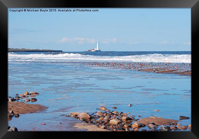   Whitley Bay - Waves on the Beach Framed Print by Michael Boyle