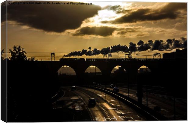 Steaming Stockport Sunrise  Canvas Print by Colin irwin
