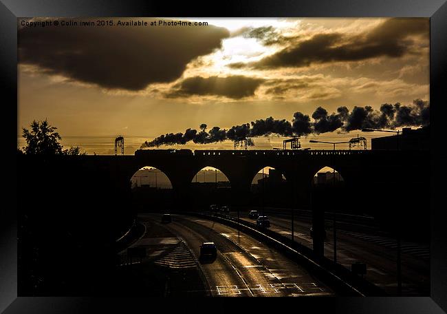 Steaming Stockport Sunrise  Framed Print by Colin irwin