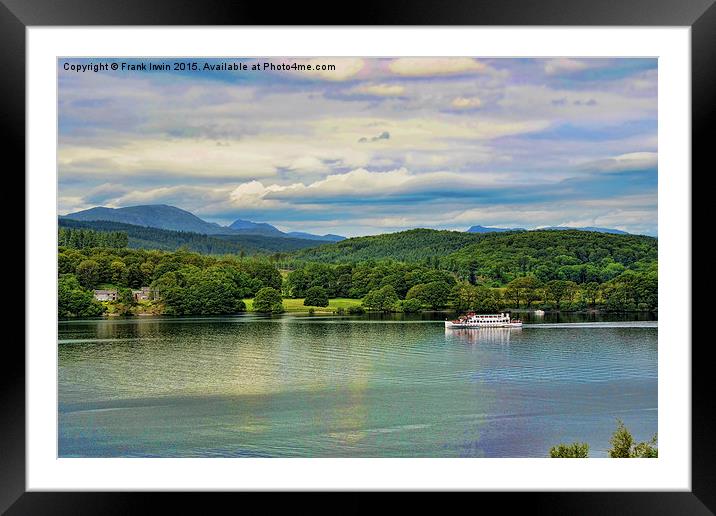  A cruise boat sails along on Windermere Framed Mounted Print by Frank Irwin