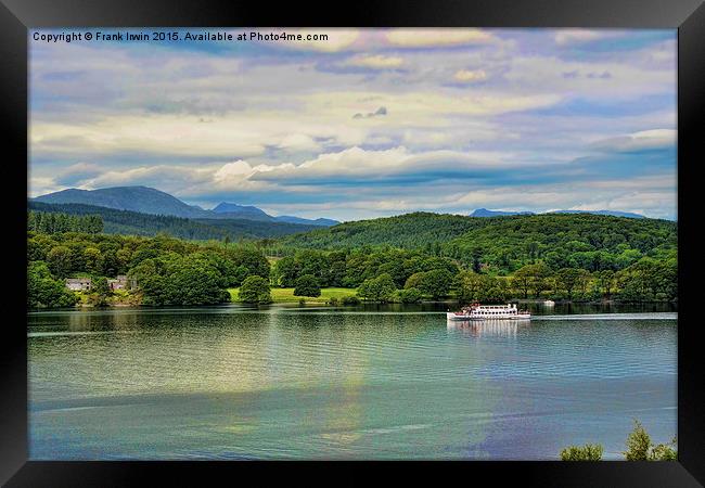  A cruise boat sails along on Windermere Framed Print by Frank Irwin